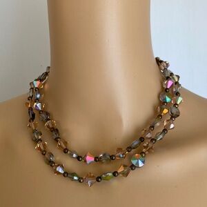 Vintage MCM Aurora Borealis multi faceted double strand Choker / necklace
